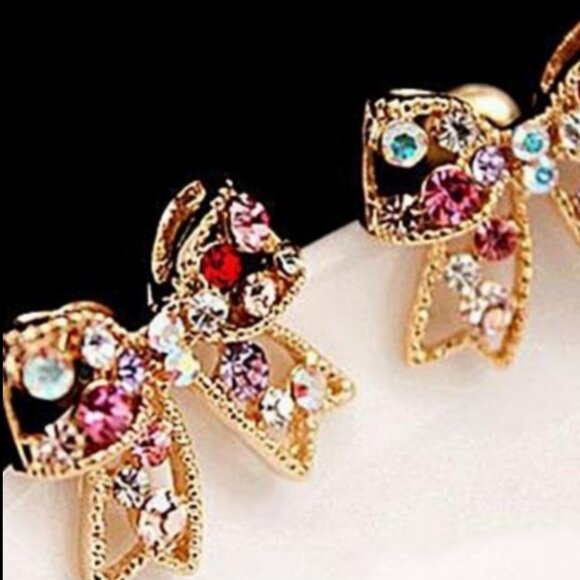 Jewelry - Rhinestone Bow Earrings